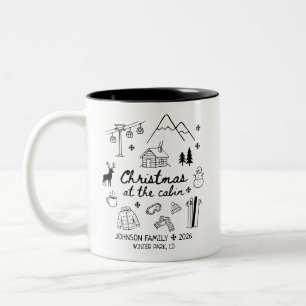 Tasse 2 Couleurs Noël au groupe de cabane de famille appariée