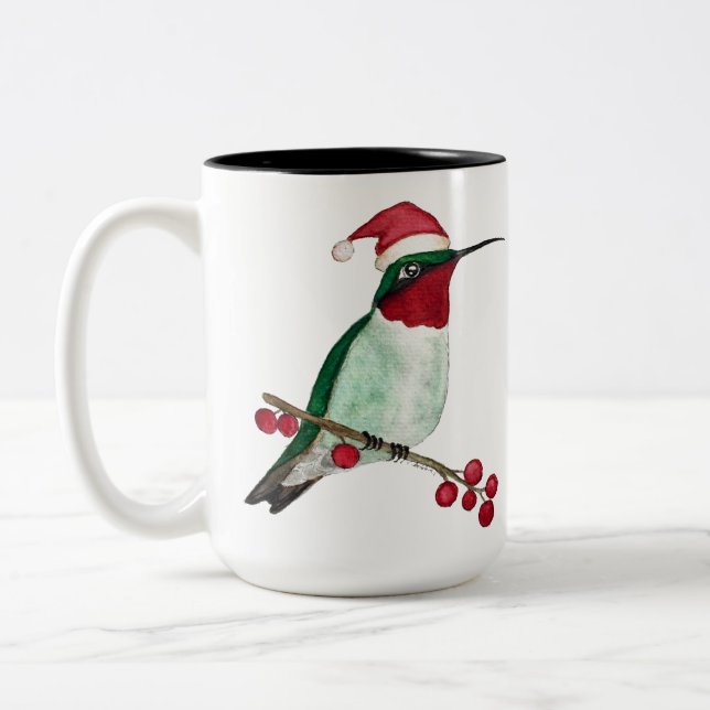 Tasse 2 Couleurs Noël aux colibris (Gauche)