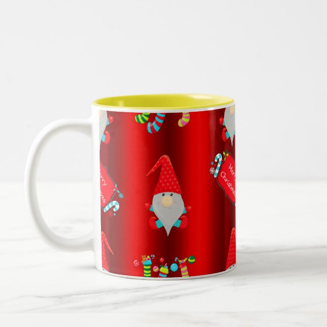Tasse 2 Couleurs Noël aux elfes rouges mignons (Gauche)