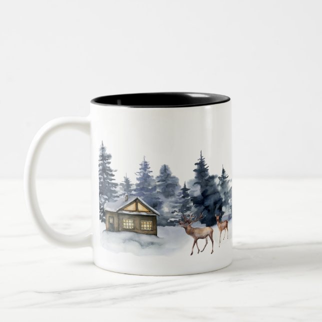 Tasse 2 Couleurs Noël Cabane d'Hiver (Gauche)