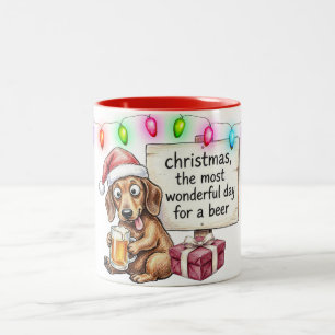 Tasse 2 Couleurs Noël Caniche Fun Dachshund