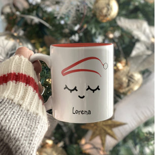 Tasse 2 Couleurs Noël chapeau de Noël Lashes Fêtes personnalisées