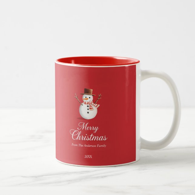 Tasse 2 Couleurs Noël classique Red Snowman (Droit)