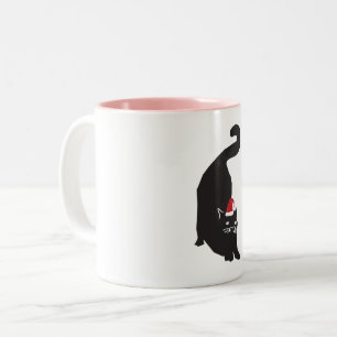 Tasse 2 Couleurs Noël de chat noir
