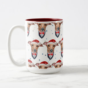 Tasse 2 Couleurs Noël de la race de chien Lévrier Italien
