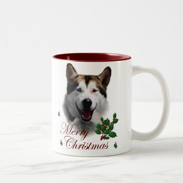 Tasse 2 Couleurs Noël de Malamute en Alaska (Droit)