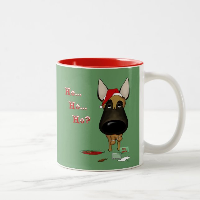 Tasse 2 Couleurs Noël de Malinois de Belge - Ho Ho Ho ? ? ? (Droit)