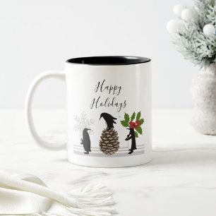 Tasse 2 Couleurs Noël de pingouin drôle personnalisé