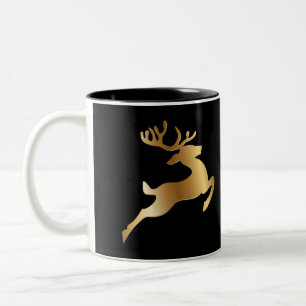 TASSE 2 COULEURS NOËL DE RÉINDEUR À ÉCLAIRAGE D'OR
