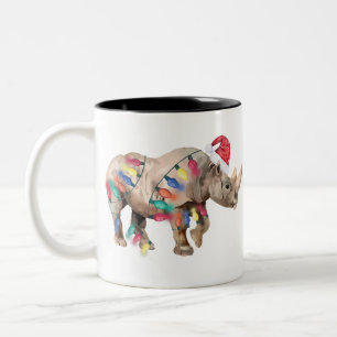 Tasse 2 Couleurs Noël des lumières de Noël des rhinocéros de Père N