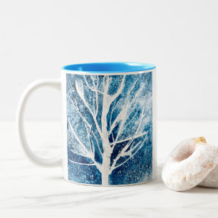 Tasse 2 Couleurs Noël du bouleau blanc d'hiver