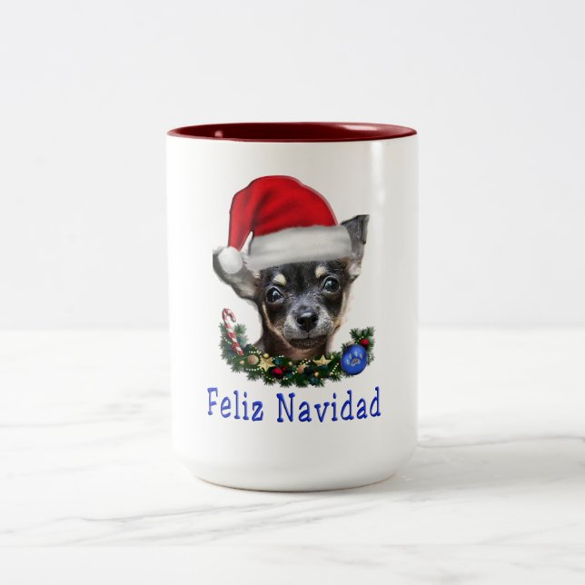 Tasse 2 Couleurs Noël du Chihuahua (Centre)