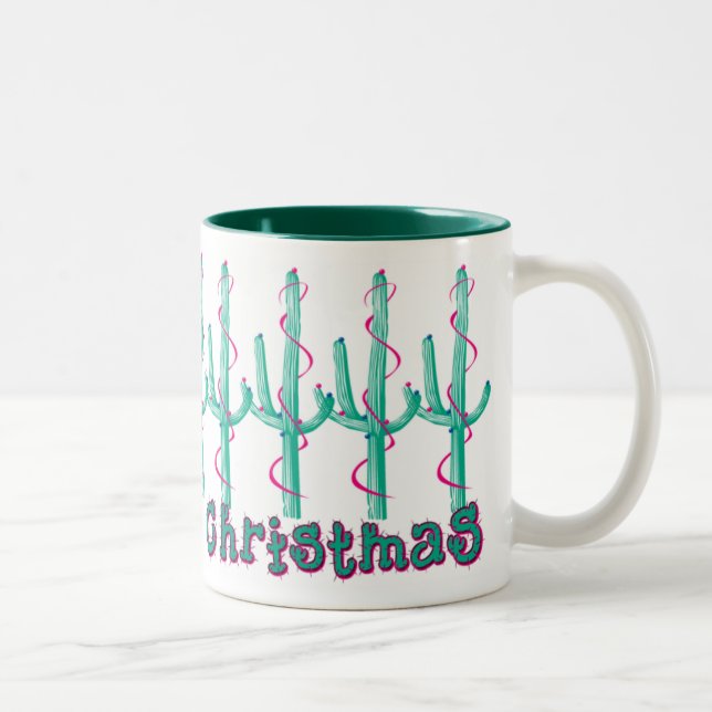 Tasse 2 Couleurs Noël du sud-ouest du Saguaro (Droit)