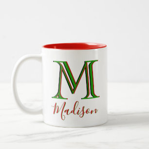 Tasse 2 Couleurs Noël élégant Nom personnalisé 3D Monogramme