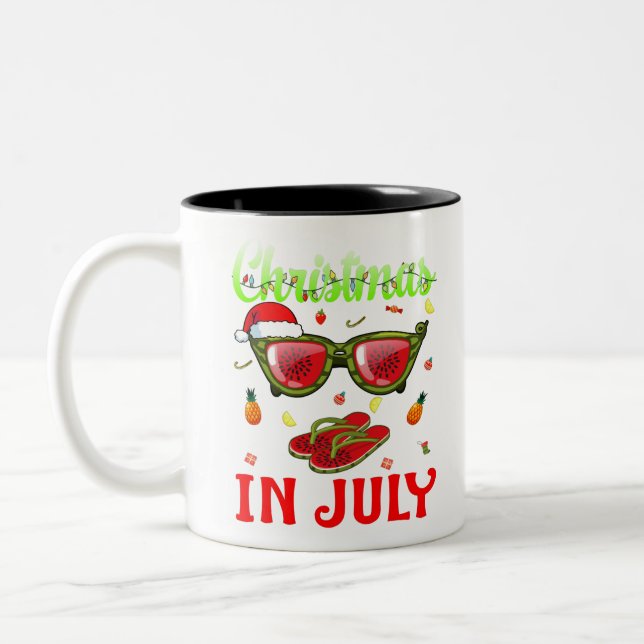 Tasse 2 Couleurs Noël En Juillet Watermelon Ananas santa chapeau (Gauche)