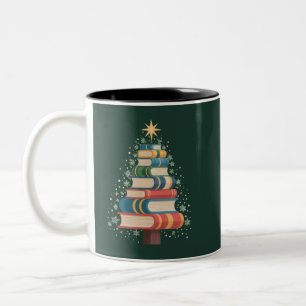 Tasse 2 Couleurs Noël Enseignant Livres Arbre Noël Fête de lecture
