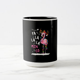 Tasse 2 Couleurs Noël - Fa-La-La-Mingo Flamant rose avec Noël