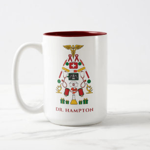 Tasse 2 Couleurs Noël Fêtes Médecine personnalisée Médecin Infirmiè