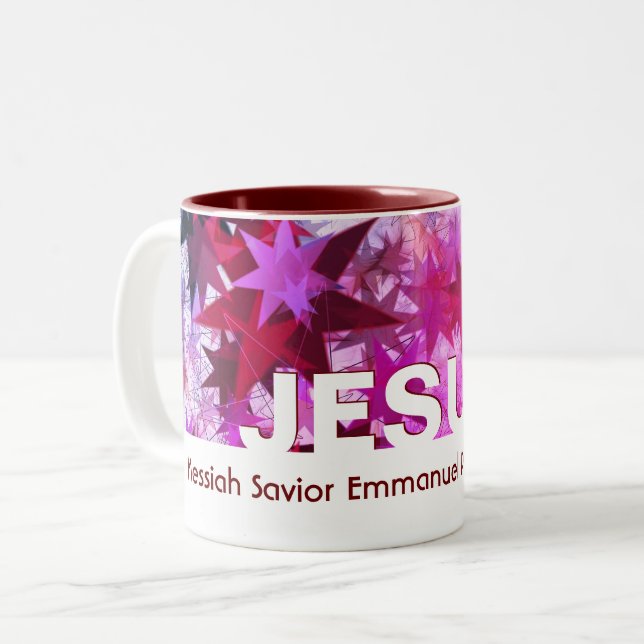 Tasse 2 Couleurs Noël JESUS personnalisé (Devant gauche)