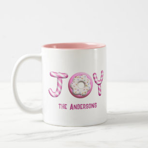 Tasse 2 Couleurs Noël Joie   Sucre de canne rose personnalisé