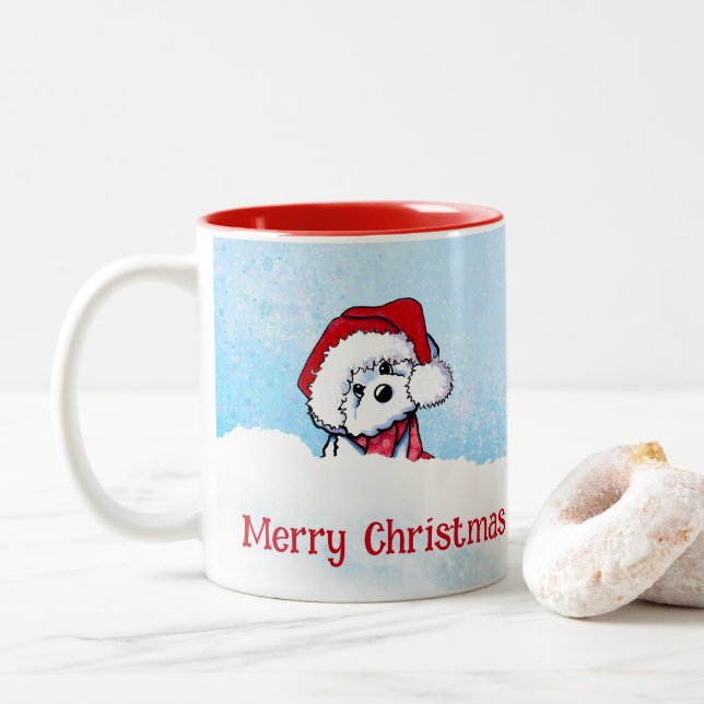 Tasse 2 Couleurs Noël KiniArt Bichon Frise (Avec donut)