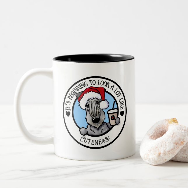 Tasse 2 Couleurs Noël KiniArt Cesky Terrier (Avec donut)