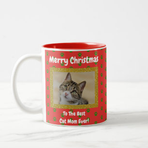 Tasse 2 Couleurs Noël Meilleur Chat Maman Ever Pet Photo
