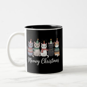 Tasse 2 Couleurs Noël Meowy Bonne année Chat Amoureux des chats Noë