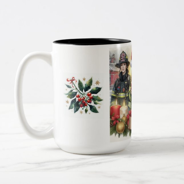Tasse 2 Couleurs Noël merci aux pompiers (Gauche)
