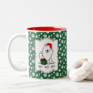 Tasse 2 Couleurs Noël Père Noël American Eskimo Chien HO HO HO Mign