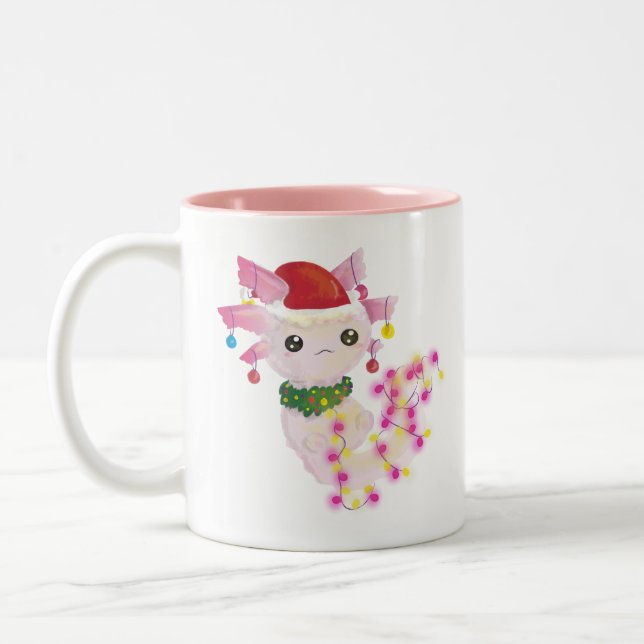 Tasse 2 Couleurs Noël père Noël axolotl (Gauche)