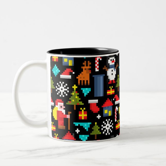 Tasse 2 Couleurs Noël Pixel (Gauche)
