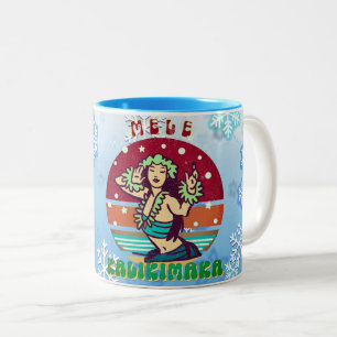 Tasse 2 Couleurs Noël rétro, Mele Kalikimaka Hula Dancer