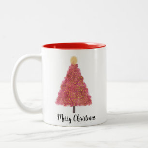 Tasse 2 Couleurs Noël rose avec parties scintillant