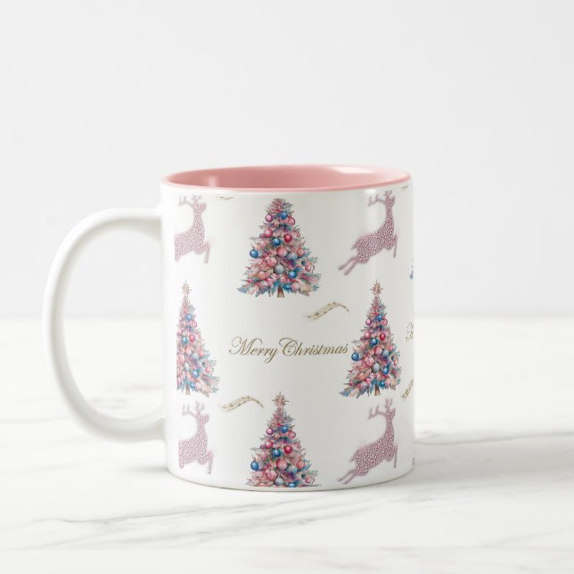 Tasse 2 Couleurs Noël Rose Pastel (Gauche)