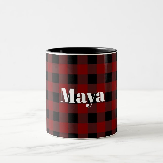 Tasse 2 Couleurs Noël rouge nommé fait sur commande de plaid de (Centre)