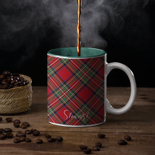 Tasse 2 Couleurs Noël Rouge Vert Plaid Rustique Stewart Tartan