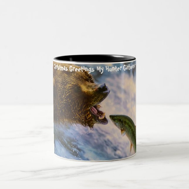 Tasse 2 Couleurs Noël Salutations Mon Hunter Gatherer (Centre)