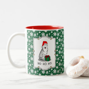 Tasse 2 Couleurs Noël Santa Hat Sibérien Husky (argent) mignonne