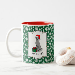 Tasse 2 Couleurs Noël Santa Hat Weimaraner Chien (gris 1) mignon