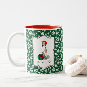 Tasse 2 Couleurs Noël Santa Hat Whippet Chien Faune et blanc mignet