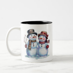 Tasse 2 Couleurs Noël Snowman vacances Vintages