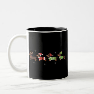 Tasse 2 Couleurs Noël Teckel Amoureux de chien de Noël Chiens de va