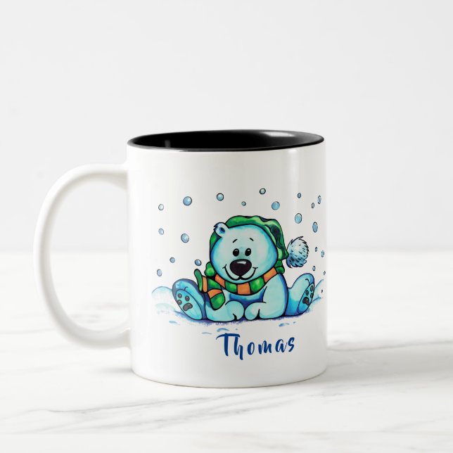 Tasse 2 Couleurs Noël Vacances mignonne Ours Musique d'hiver (Gauche)