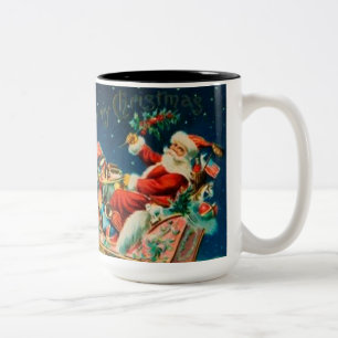 Tasse 2 Couleurs Noël vintage du Père Noël Sleigh