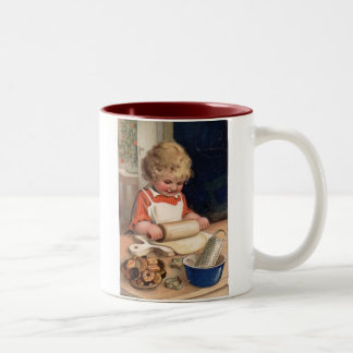 Tasse 2 Couleurs Noël Vintage - Fille Baking Cookies