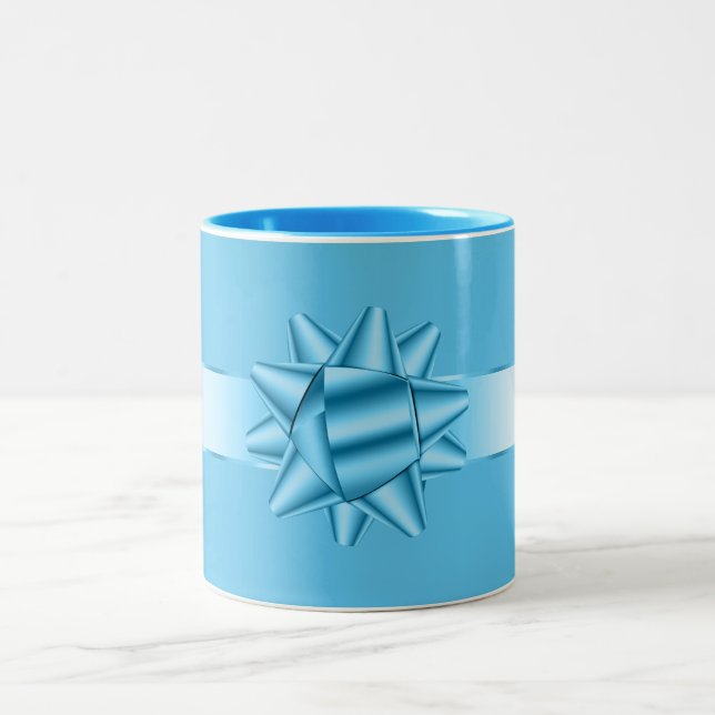 Tasse 2 Couleurs Nœud Ruban Bleu (Centre)