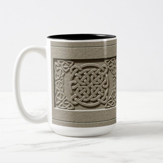 Tasse 2 Couleurs Noeuds en pierre découpés de Celtic de texture (Gauche)