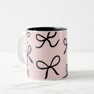 Tasse 2 Couleurs Nœuds Noirs Rose Tendances Mignon