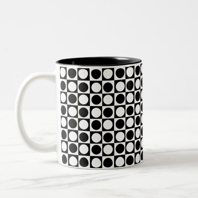Tasse 2 Couleurs Noir blanc À damiers Pois (Gauche)